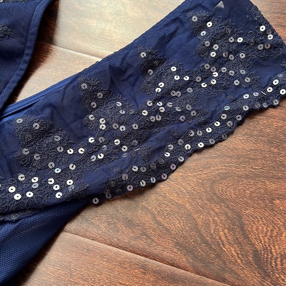 Asos Navy Sequin Ruffle Mini Dress - Picture 6 of 8